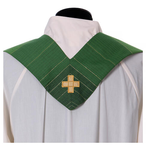 Priest chasuble with cross machine embroidered, wool and lurex Gamma 22
