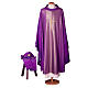 Priest chasuble with cross machine embroidered, wool and lurex Gamma s5