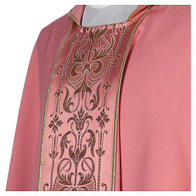 Pink Priest Chasuble with gold frontal orphrey