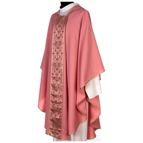 Pink Priest Chasuble with gold frontal orphrey 3