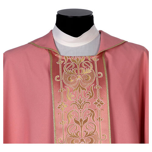 Pink Priest Chasuble with gold frontal orphrey 4