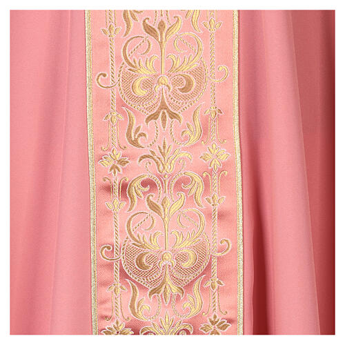 Pink Priest Chasuble with gold frontal orphrey 5
