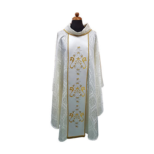 Chasuble ivoire mariale damassée 1