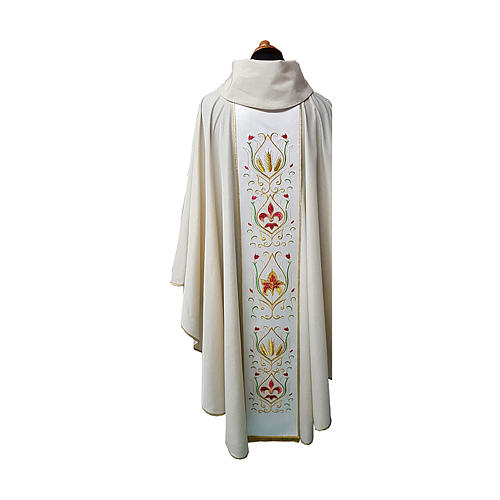 Chasuble in wool and lurex blend with embroidered orphrey 2