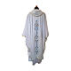 Marian chasuble with light blue embroidery and front and back s2
