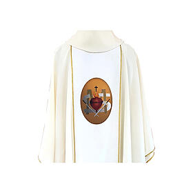 White Marian chasuble with print on front and back