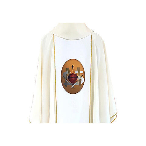 White Marian chasuble with print on front and back 2