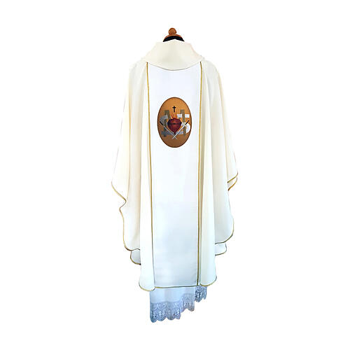 White Marian chasuble with print on front and back 3