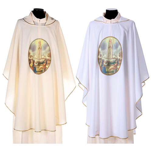 Marian chasuble with Our Lady of Fatima print 1