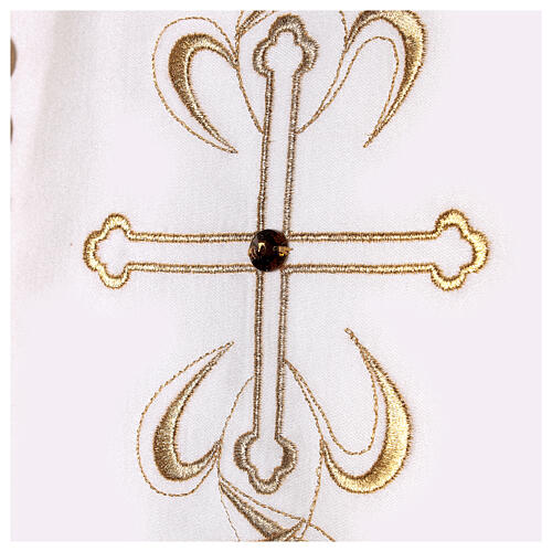 Chasuble tissu papal doré étole bande centrale et pierre 9