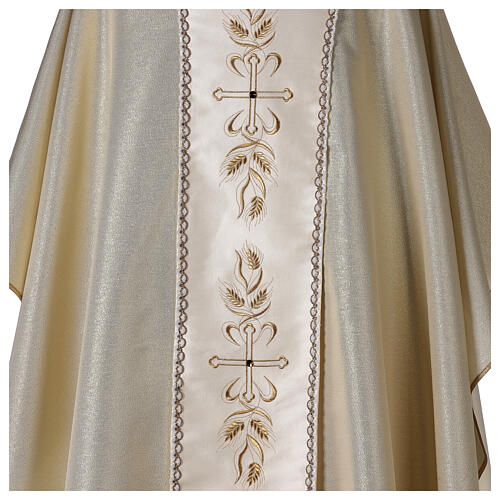 Casula tecido Papal dourado estolão bordado e pedras 4