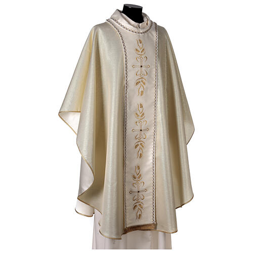 Casula tecido Papal dourado estolão bordado e pedras 6