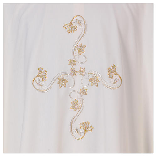 Vatican chasuble in canvas with lateral embroideries and central cross 2
