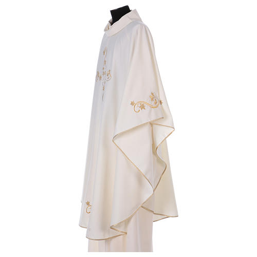 Vatican chasuble in canvas with lateral embroideries and central cross 4