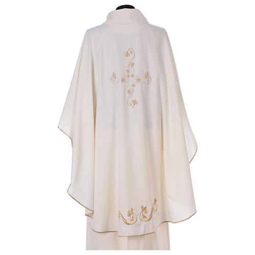 Vatican chasuble in canvas with lateral embroideries and central cross 5