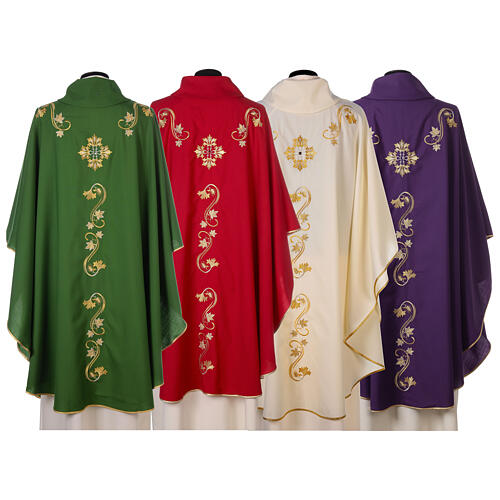 Chasuble in pure wool with embroideries and precious stones 10