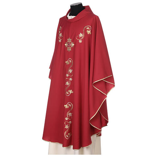 Priest Chasuble in pure wool with embroideries and precious stones 4