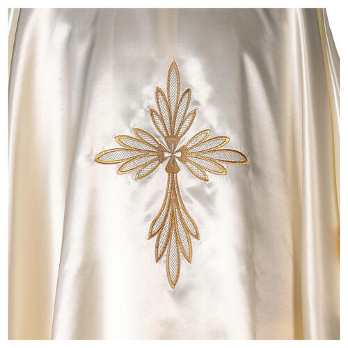 Satin Monastic Chasuble with golden embroideries and cross decoration 2