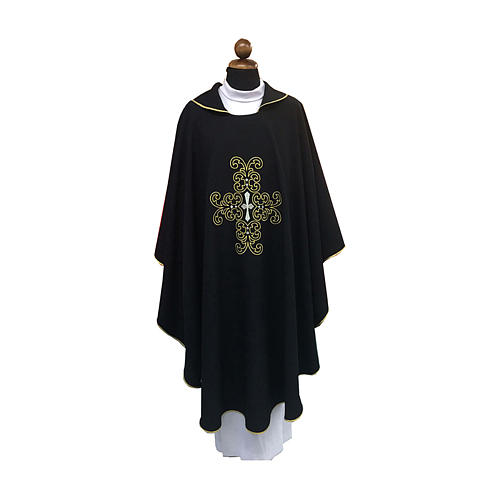 Chasuble with embroidered cross black colour 1