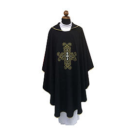 Black Monastic Chasuble with Embroidered Cross