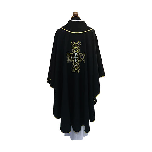 Black Monastic Chasuble with Embroidered Cross 2