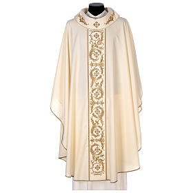 Pure Wool Chasuble with roll collar and gold embroideries