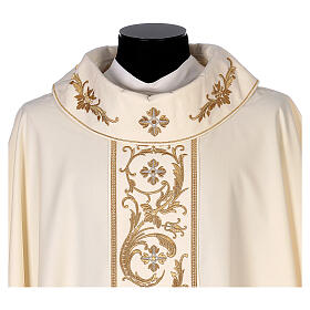 Pure Wool Chasuble with roll collar and gold embroideries