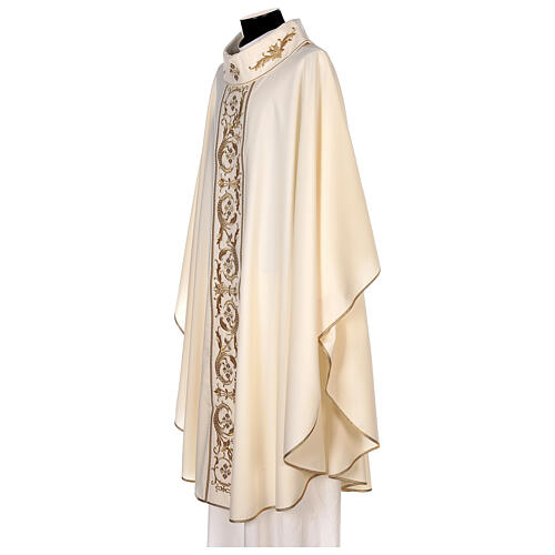 Pure Wool Chasuble with roll collar and gold embroideries 4