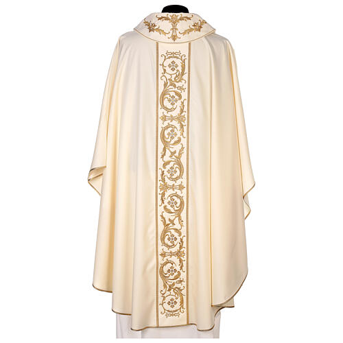 Pure Wool Chasuble with roll collar and gold embroideries 7