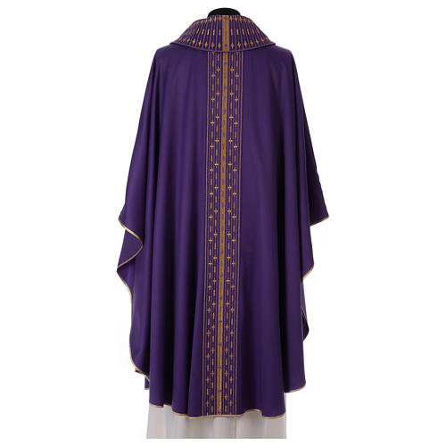 Gothic Chasuble in pure wool with roll collar and crosses embroideries 5