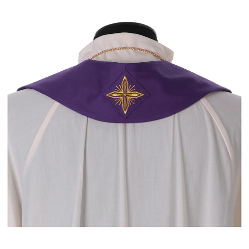 Gothic Chasuble in pure wool with roll collar and crosses embroideries 8