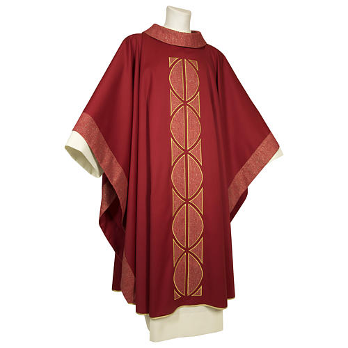Chasuble in pure wool, handmade embroidery, modern style 2