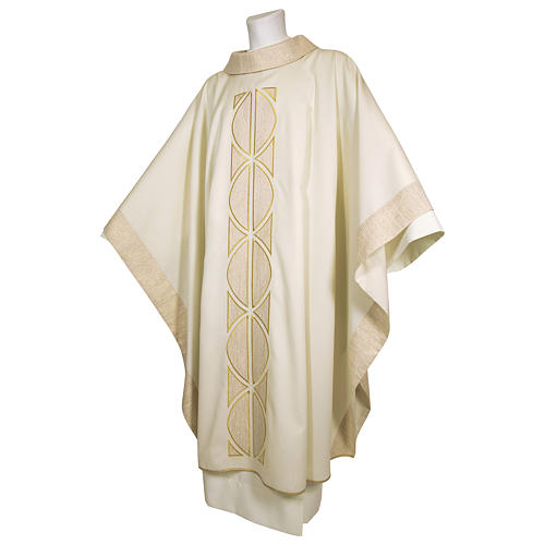 Chasuble in pure wool, handmade embroidery, modern style 3