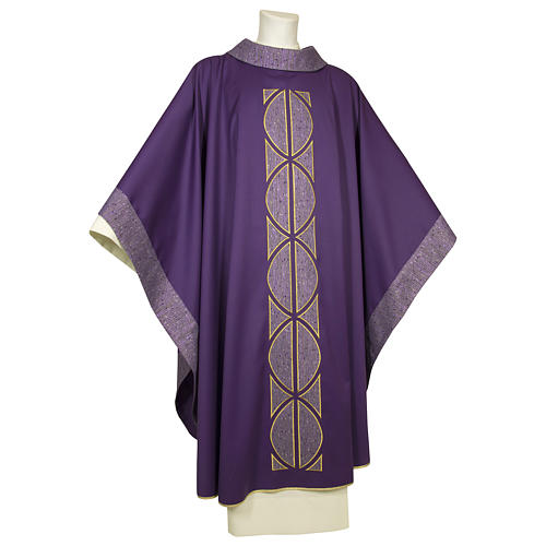 Chasuble in pure wool, handmade embroidery, modern style 4