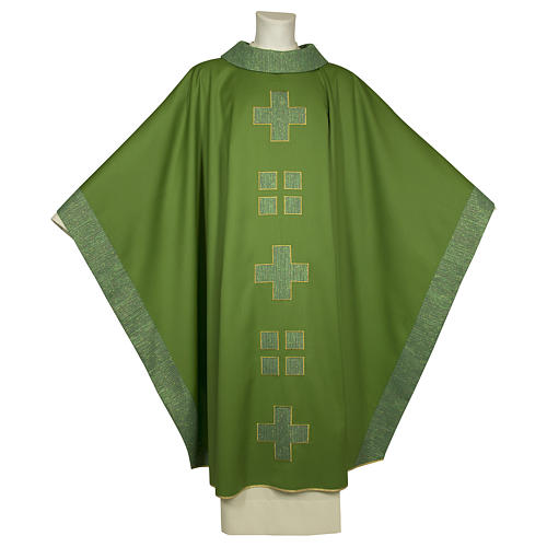 Chasuble in pure wool, modern style with crosses 1
