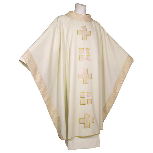 Chasuble in pure wool, modern style with crosses 2