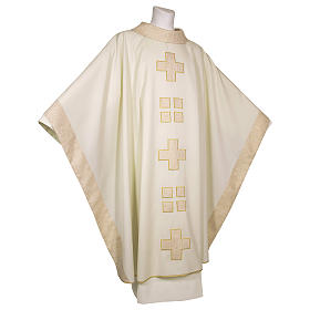 Chasuble in pure wool with cross appliques