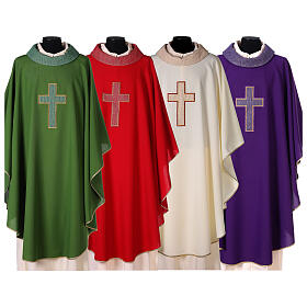 Priest Chasuble in polyester with cross applique