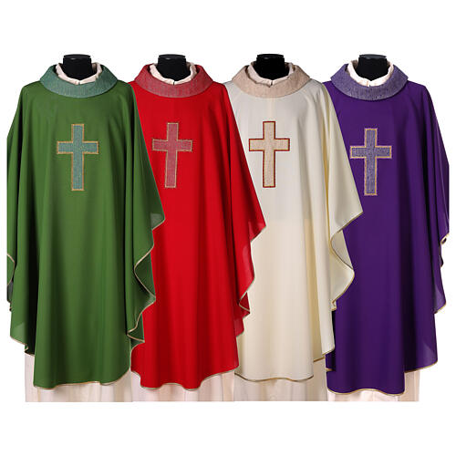 Priest Chasuble in polyester with cross applique 1
