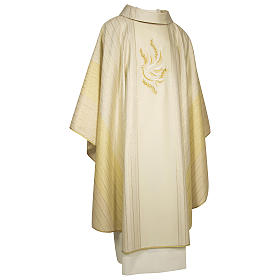Chasuble in mixed fabric with direct embroidery