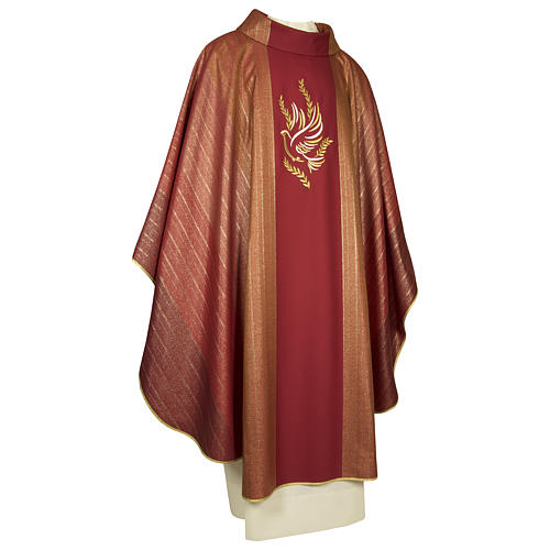 Chasuble in mixed fabric with direct embroidery 1
