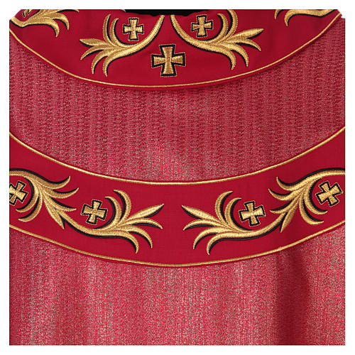 Wool blend chasuble with gold embroidery and roll collar 2