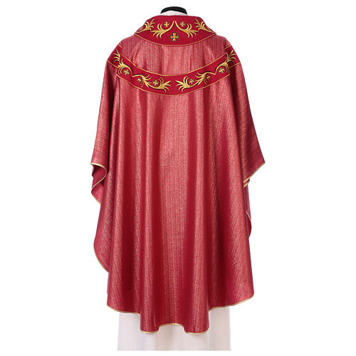 Wool blend chasuble with gold embroidery and roll collar 3