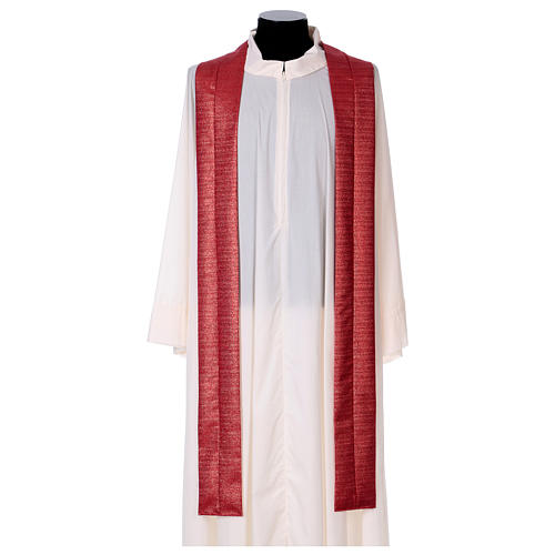 Wool blend chasuble with gold embroidery and roll collar 4