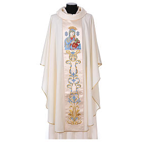 Marian chasuble in 100% pure wool with double twisted yarn