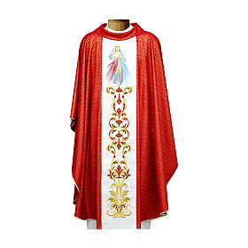 Chasubles: Chasuble 100% pure laine vierge double retors broderie Christ