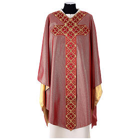 Medieval chasuble with embroidered orphrey on the front, 95% wool, 5% lurex