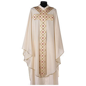Medieval chasuble with embroidered orphrey on the front, 93% wool