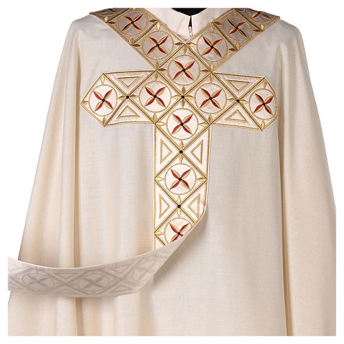Medieval Wool Blend Chasuble with embroidered orphrey on the front 4