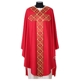Chasuble gotique 100% pure laine broderie bande centrale avant